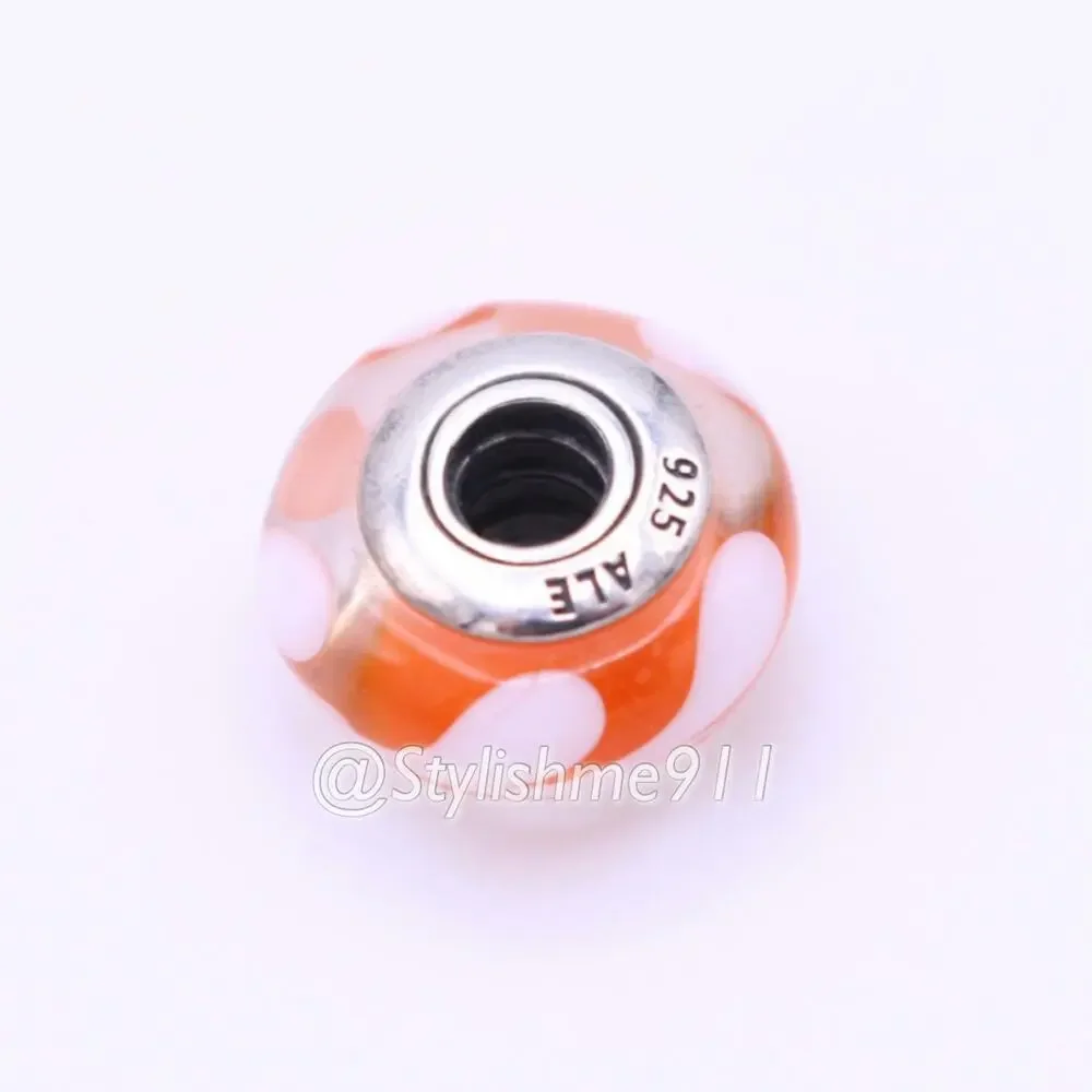 Authentic PANDORA Retired Orange Swirls Glass Charm